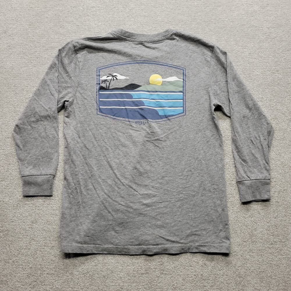 O'Neill Standard Fit Mens Medium Gray Long Sleeve Surf Graphic T Shirt
